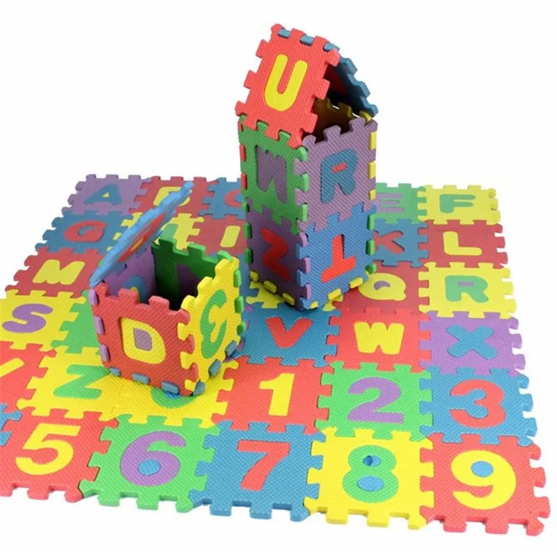 children mini EVA Foam Alphabet Letters Numbers Floor Soft Baby Mat 3d puzzle Kids Educational toys 36 pcs