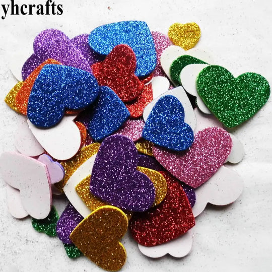 1bag/LOT.Mixed glitter heart foam stickers Baby room decoration Early learning educational toys Kindergarten craft diy toys OEM