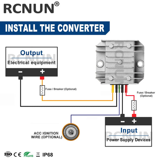 RCNUN 12V 24V to 5V 6V 10A Step Down DC DC Converter Regulator 12 Volt to 5 Volt 50W Buck Power Supply for Cars Toys