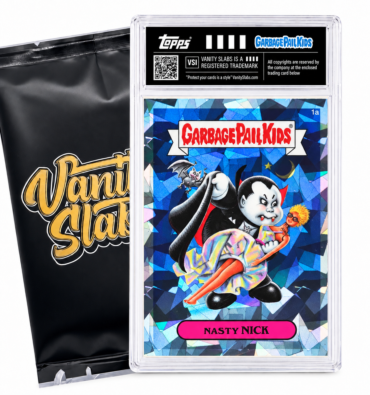 Garbage Pail Kids GPK Mystery Slab | Chase Famous Characters, Inserts, Numbered | 1 Card Encased + 5 Sleeved | Perfect Gift for Kids & Collectors