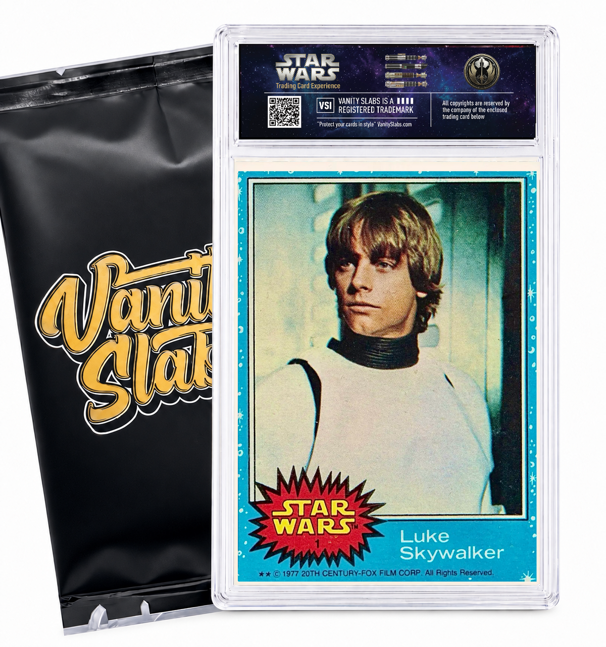 Star Wars Mystery Slab | Chase Famous Characters, Inserts, Numbered | 1 Card Encased + 10 Sleeved | Perfect Gift for Kids & Collectors