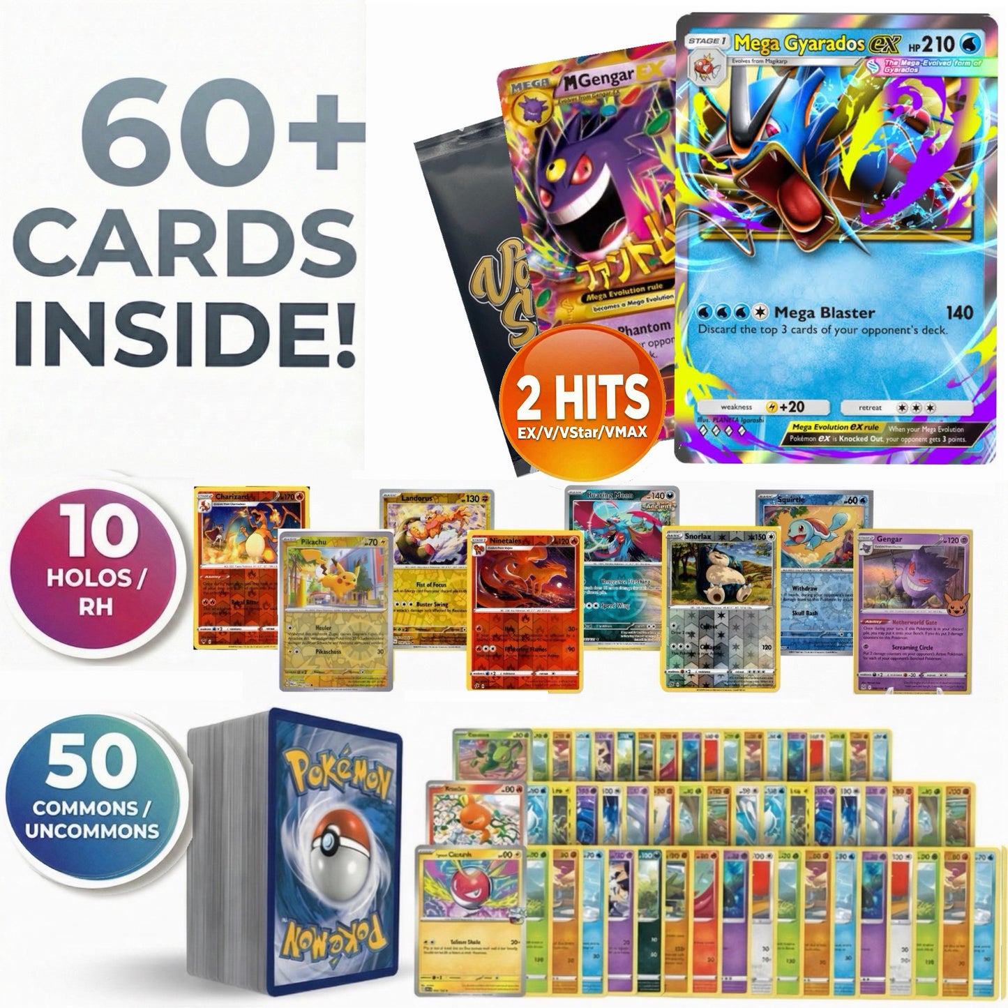 ⚡🔥 Pokémon Double Trouble Mystery Pack – 2 Hits + 10 Holo/RH Cards + 50 Commons/Uncommons (RAW Edition)