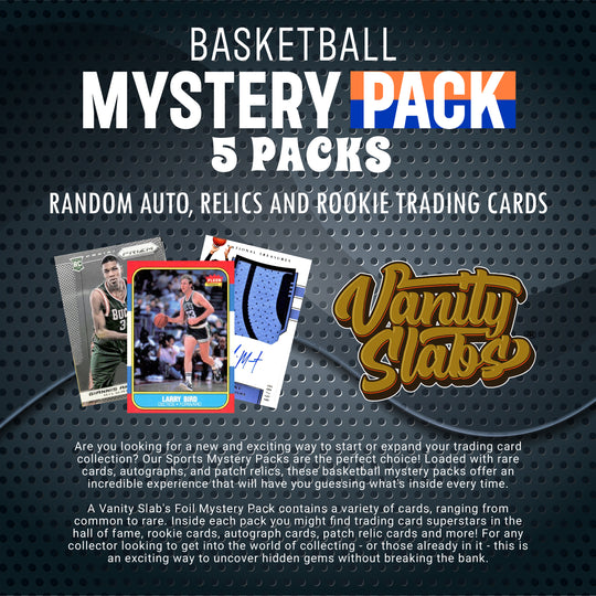 Basketball Foil Mystery 5 Packs (Random Auto, Relics and Rookie Trading Cards)