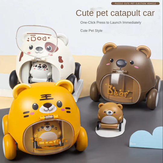 Car Toys for Baby Boys Interactive for Catapult Car Bear Dog Tiger Montessori Kids Educational Children Birthday Gift Hobbies