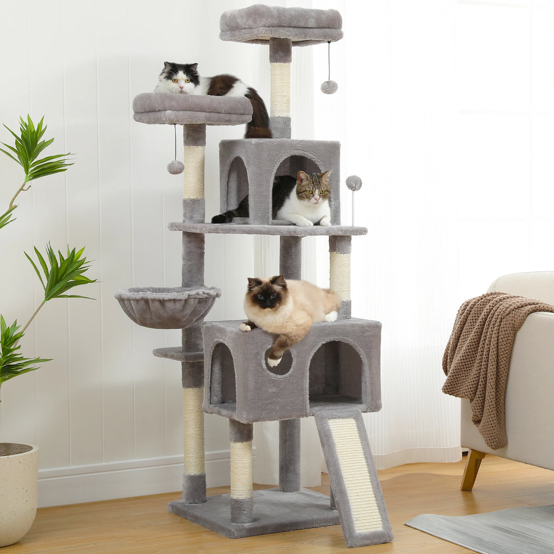 Domestic Delivery Cats Climbing Trestle Pet Scratcher Tree Candos Multi-Levels Jumping Furniture Ball Cat Playing Toys With Nest