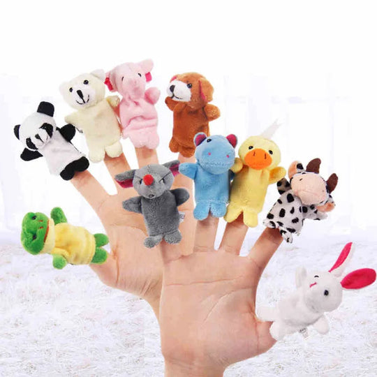 10x Cartoon Biological Animal Finger Puppet Plush Toys Child Baby Favor Dolls