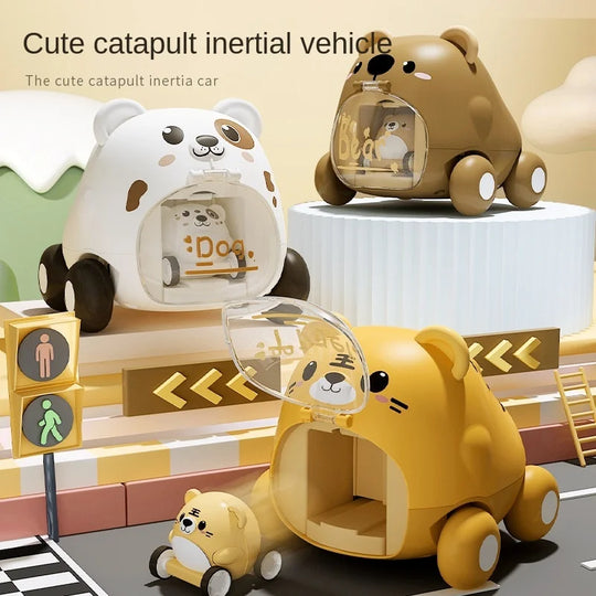 Car Toys for Baby Boys Interactive for Catapult Car Bear Dog Tiger Montessori Kids Educational Children Birthday Gift Hobbies