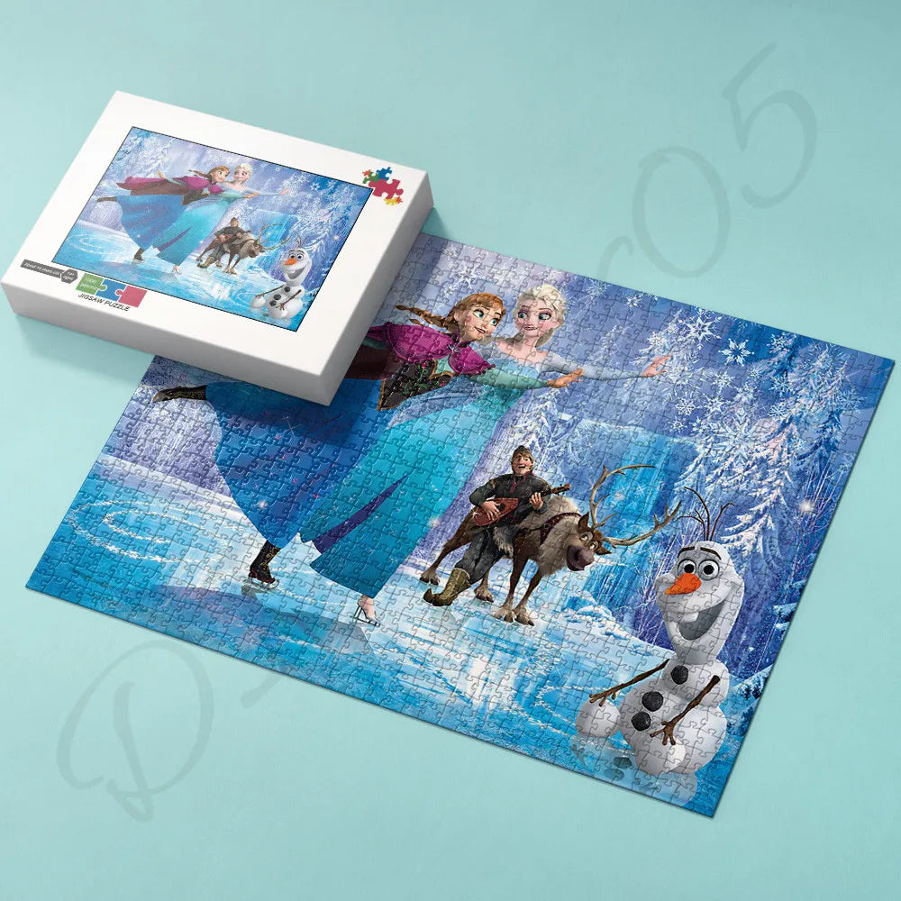 Disney Puzzles for Kids Animated Movie Frozen 35 300 500 1000 Piece Wooden Jigsaw Puzzles Handmade Art Toys and Hobbies Gifts