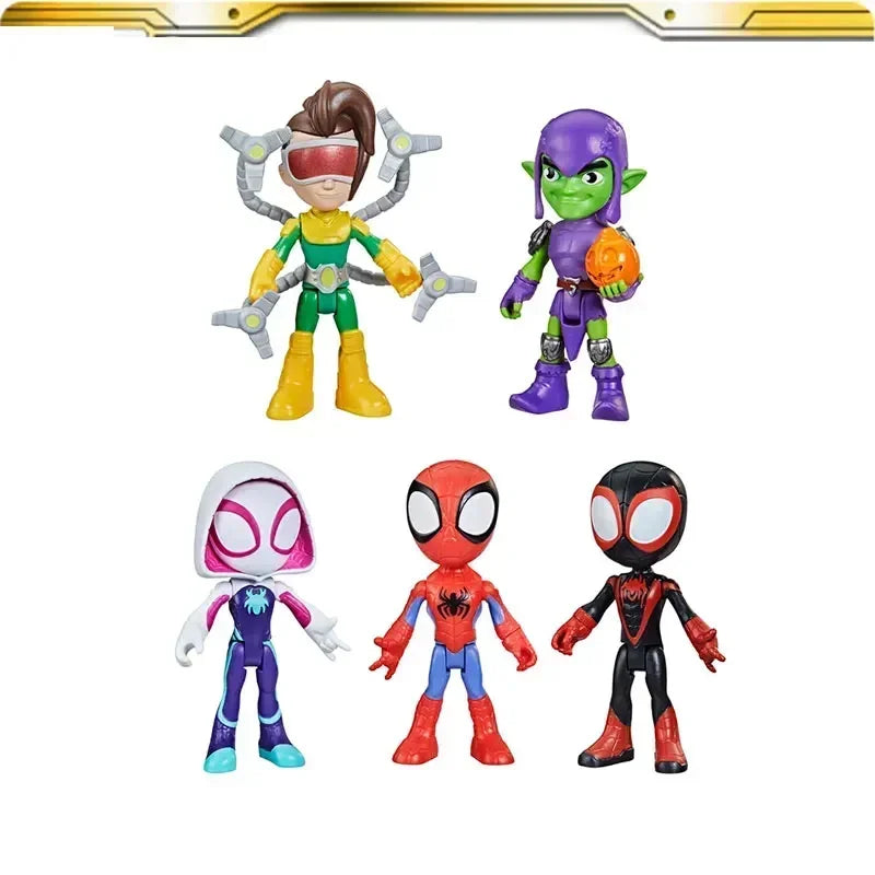 Marvel Spider Man and His Amazing Friends Upgrade Suit Spidey Amazing 5PCS PVC Action Figure Collectable Model Toy Doll Gift