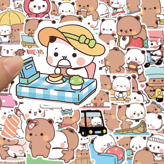 50Pcs/Set Anime Kawaii Bubu Dudu Bear And Panda Stickers for Water Bottle Laptop Skateboard Scrapbook Luggage Kids Toys