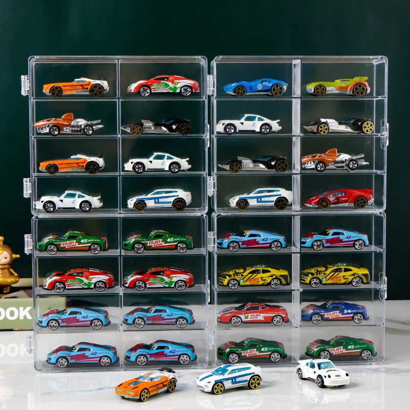 1:64 Scale Car Model Storage Box 8 Slot Clear Display Shelf Toy Car Dustproof Storage Container For Toys Collection