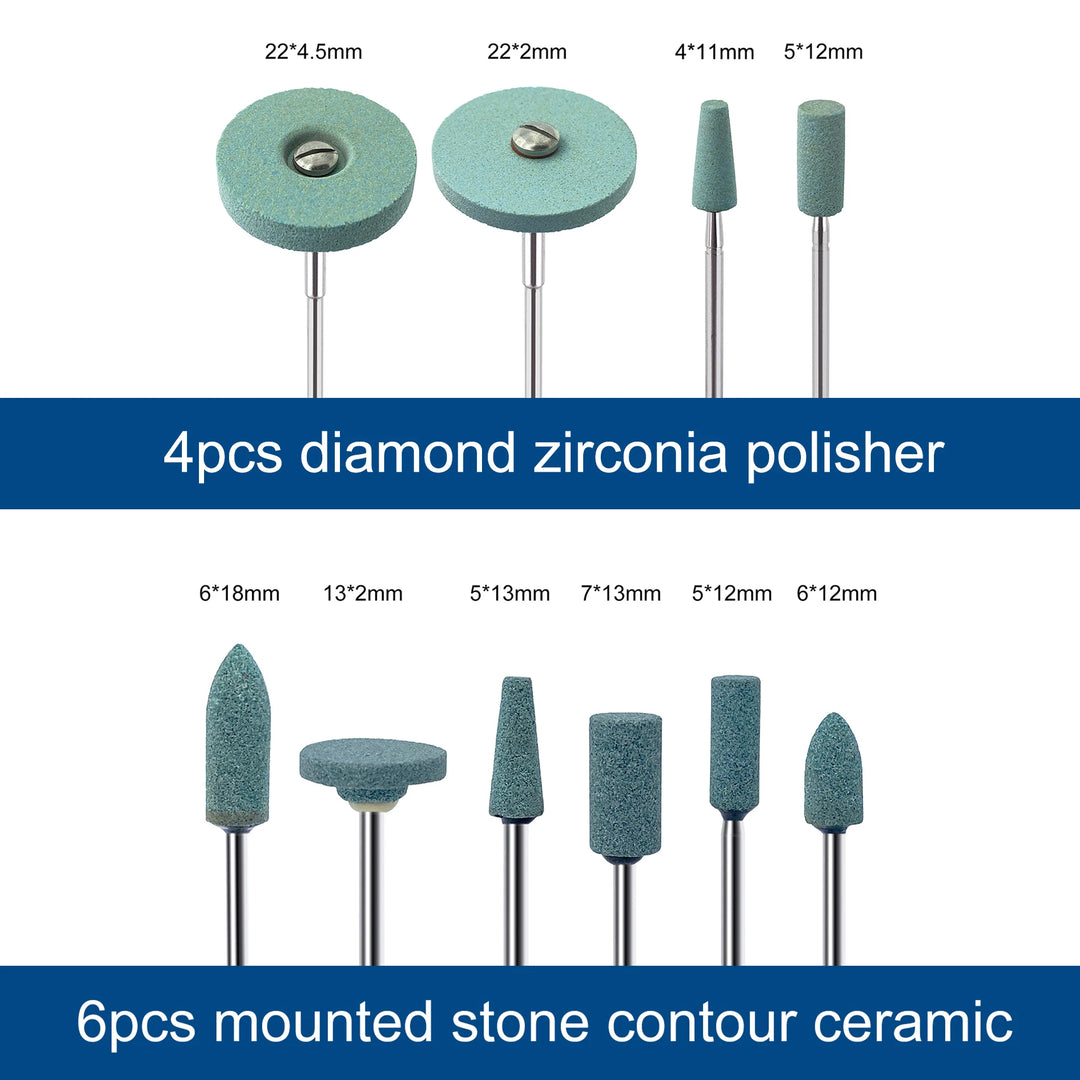 54pcs/Set Dental Tools Laboratory HP Kit Zirconia Buff Burs Brush Grinding Polishing Ceramics Porcelain Applied to DIY Hobbies