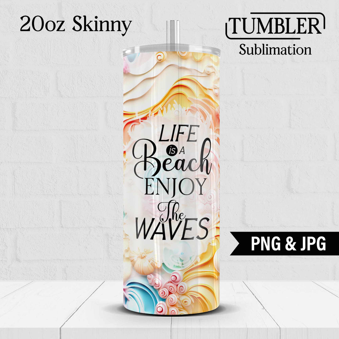 3D Beach Tumbler Wraps
