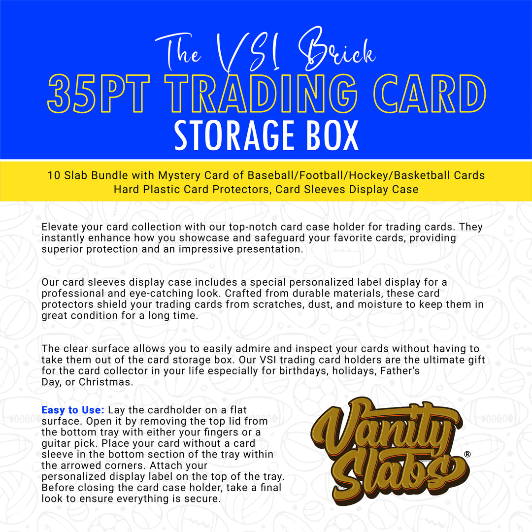 Vanity Slabs 10 Pack Bundle Includes Random Mystery Card for Baseball Football Hockey Basketball Cards