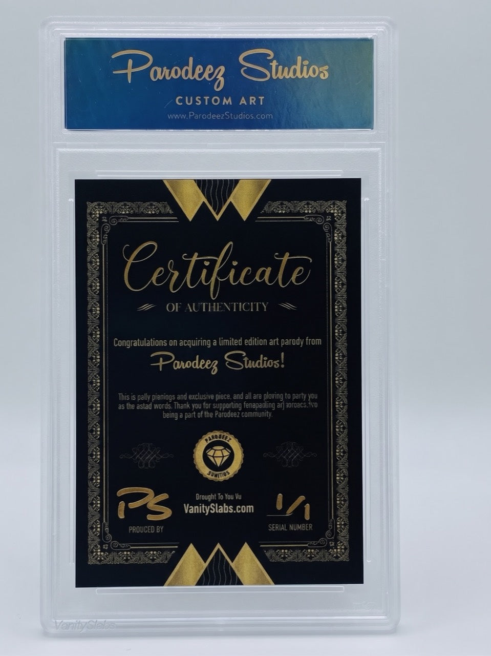 Candy King Boney Face acrylic edition, exact certificate back and 1/1 serial