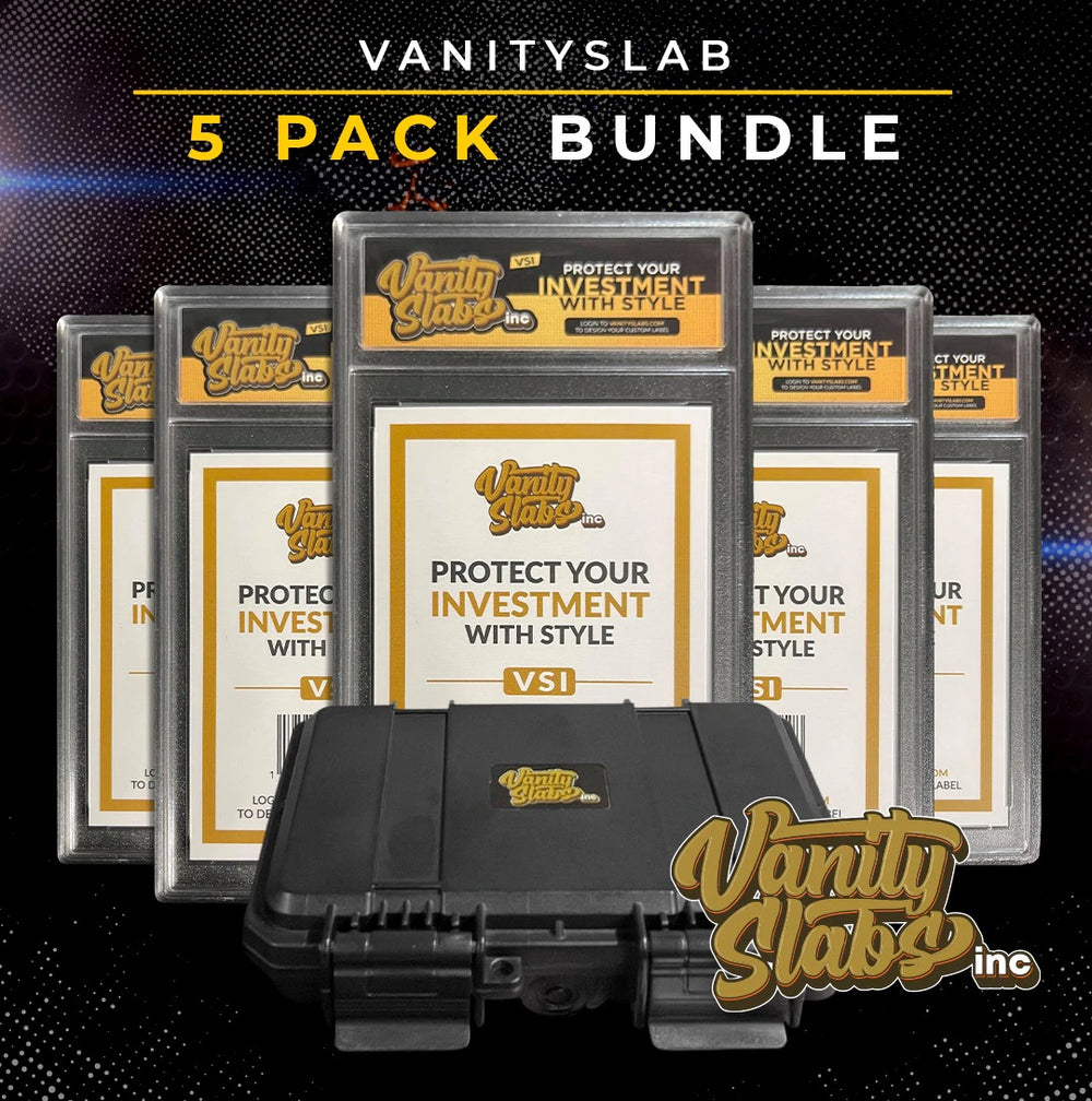 Vanity Slabs 5 Pack Bundle with Mystery Card Baseball Football Hockey Basketball Cards
